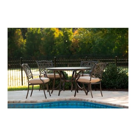 Almo Fulfillment Services Hanover Monaco 5 Piece Patio Dining Set w/ 4 Chairs Rockers MONDN5PC